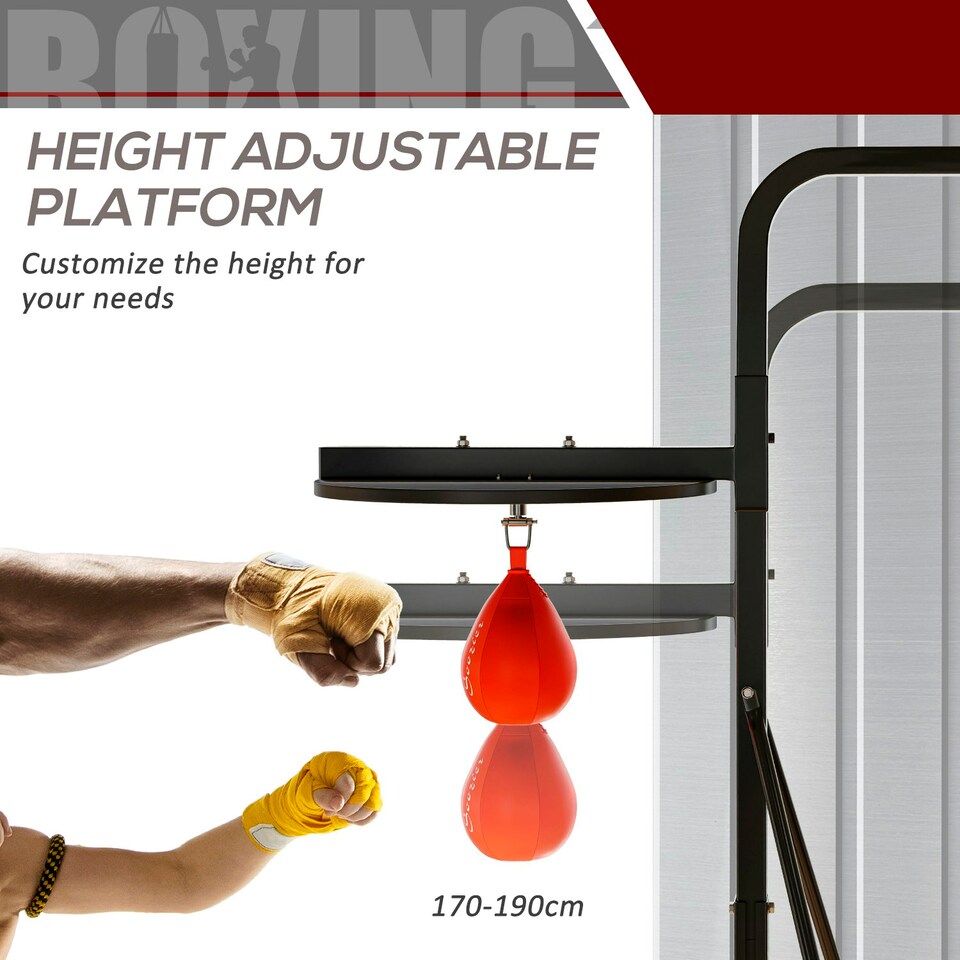 image 1 of HOMCOM Free-Standing Speed Bag Platform, Adjustable Boxing Punch Bag Black