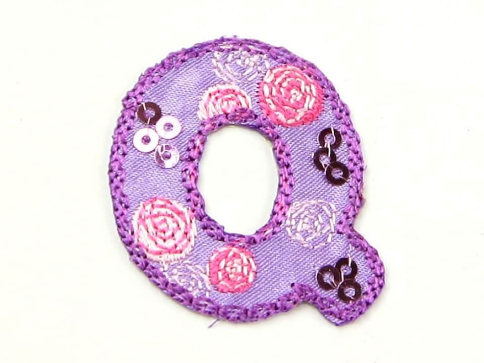 Multicoloured Letter Q Alphabet Patch Motif (Value Pack of 3) for Dressmaking - per pack