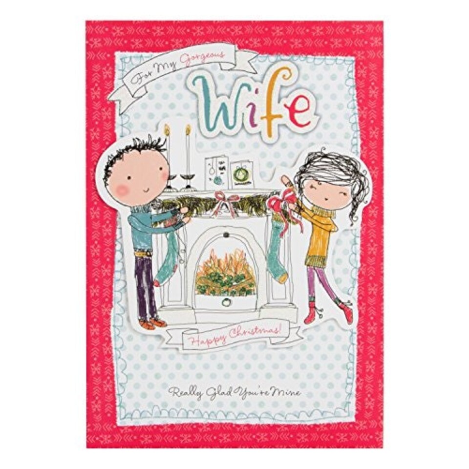 image 1 of Large Square Wife Cute Glitter Christmas Card