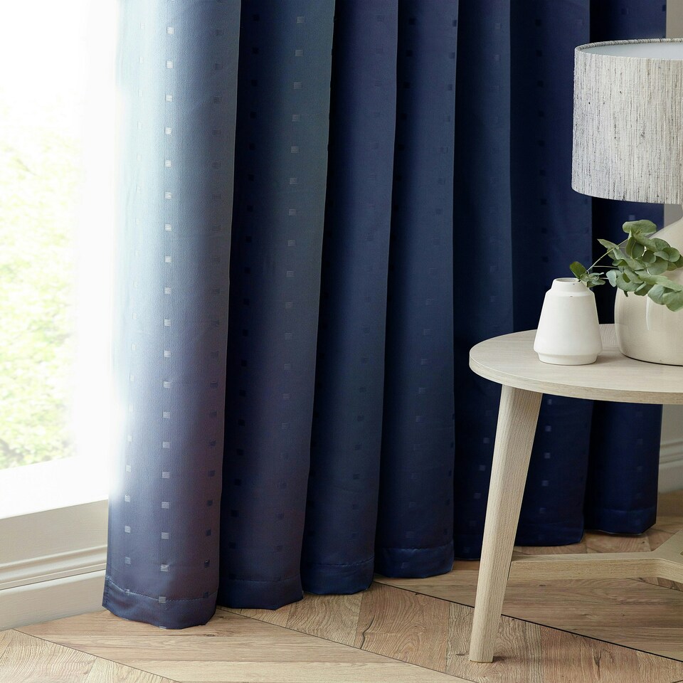 image 1 of Adison Lined Pencil Pleat Taped Curtains - 117cm x 183cm - Navy
