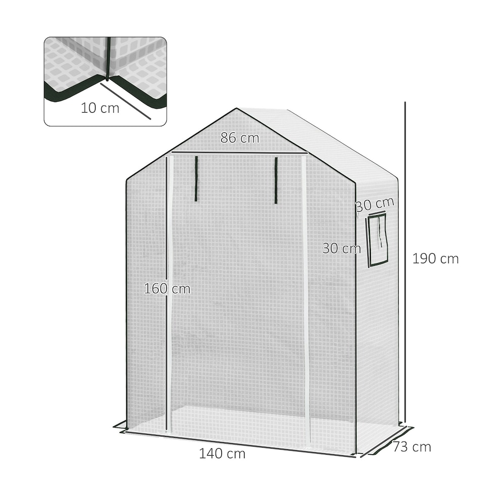 image 1 of Outsunny PE Greenhouse Cover Replacement with Door and Mesh Windows, Green