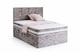 image 1 of 6ft Superking  Brown Crushed Velvet Divan Bed Set Orthopaedic Mattress with Cube Headboard  2 Drawers One Each Side