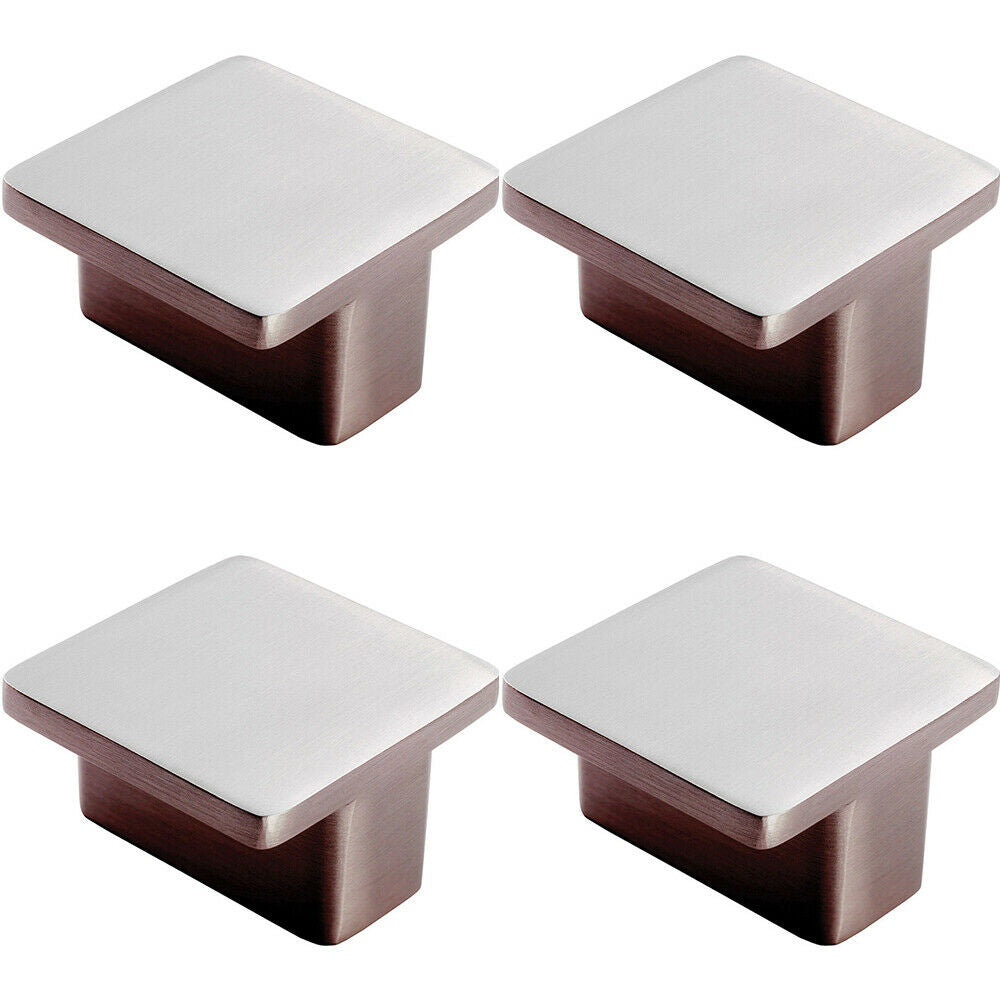 Loops 4x Square T Shape Cupboard Door Knob 38 x 38mm Satin Nickel Cabinet Handle in Metallics