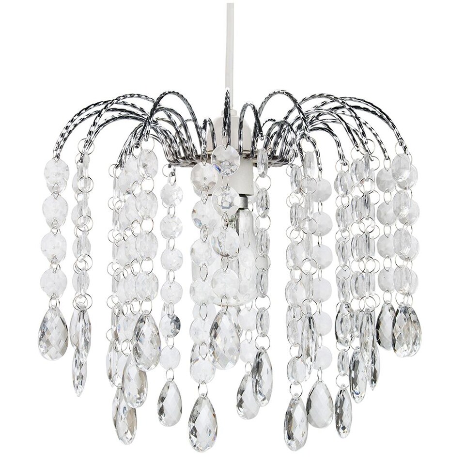 image 1 of Contemporary Waterfall Pendant Shade with Transparent Acrylic Droplets and Beads | Clear | Transparent | 1