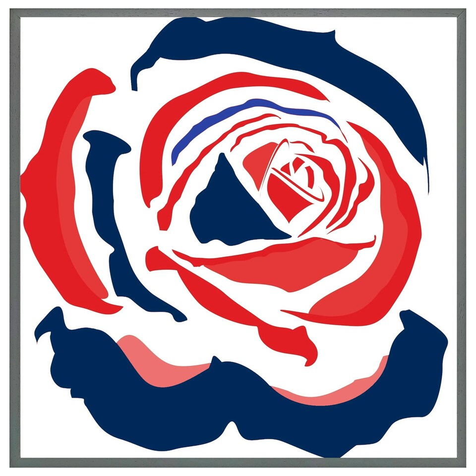 image 1 of Red & blue rose print (Picutre Frame) White | M