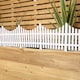 image 3 of 2 x 33cm 4 Piece Set White Wood Effect Picket Fence Garden Edging | White | White | 2