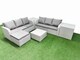 image 1 of Fimous Outdoor Garden Furniture Sets 7 Seater Wicker Rattan Furniture Sofa Sets with Square Coffee Table high Back Lounge Sofa Big Footstool 2 Side Table Light Grey