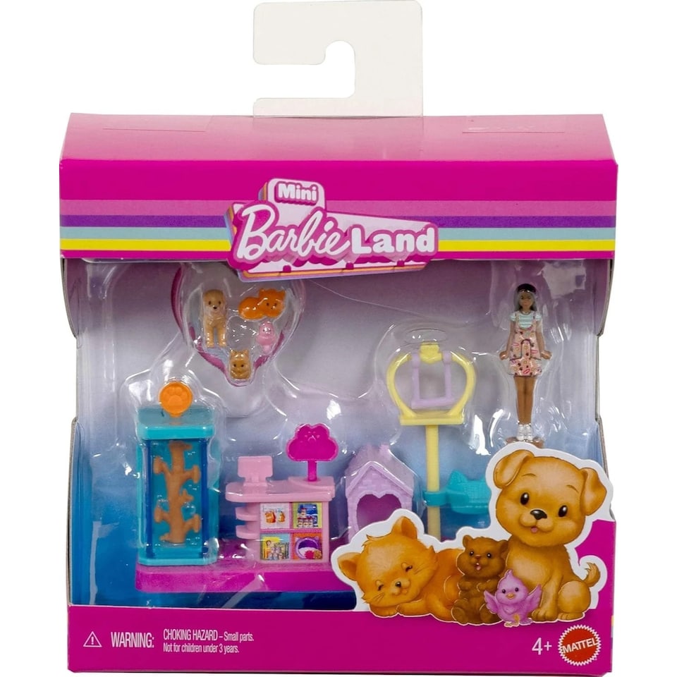 image 1 of Barbie Mini Land Doll Playset Pet Store