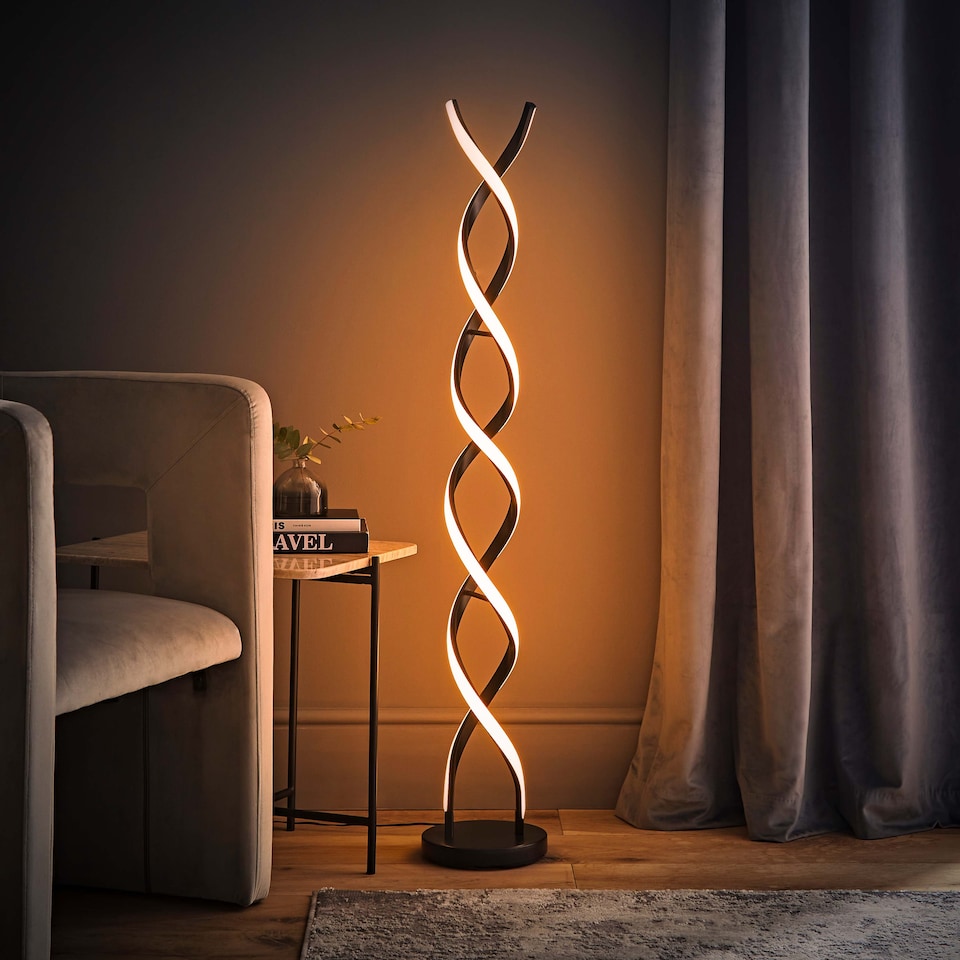 image 1 of ValueLights Infinity Black Double Twist Integrated LED Floor Lamp | Black
