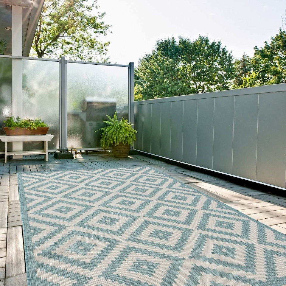 image 1 of The Rugs Outdoor Indoor Diamond Garden Patio Rug Weather Resistant Jet Washable | 100