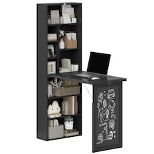 HOMCOM Convertible Desk with Blackboard Multi-function Workstation, Black