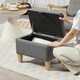 image 7 of HOMCOM Linen Storage Ottoman Storage Box with Rubberwood Legs, Charcoal Grey | Grey
