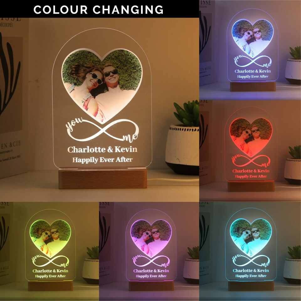 image 1 of Personalised Heart Photo Upload LED Light