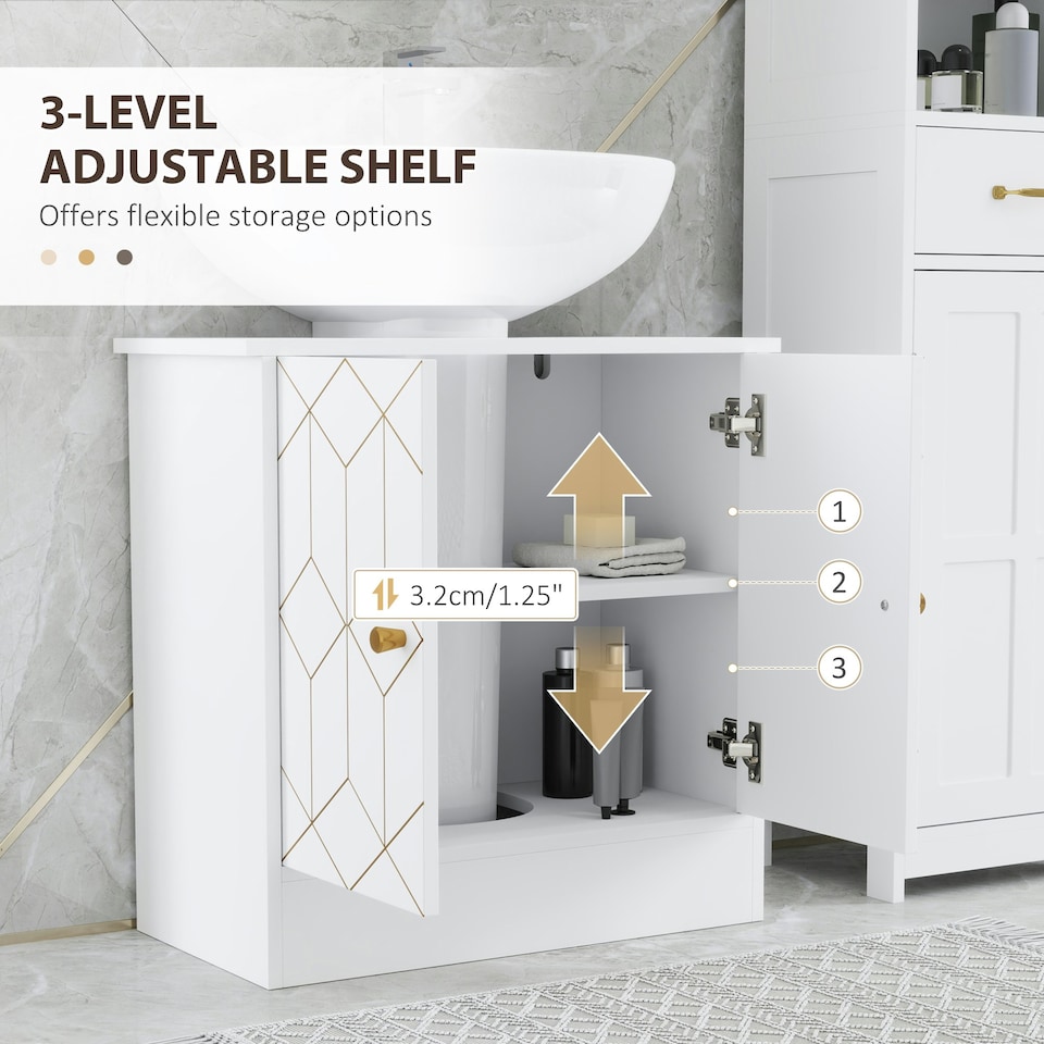 image 1 of HOMCOM Bathroom Under Sink Cabinet for Basin with or without Pedestal White | White