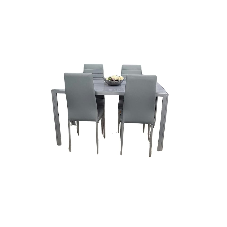 image 1 of kitchen Dining table and 4 grey leather chairs kitchen dining room furniture Grey
