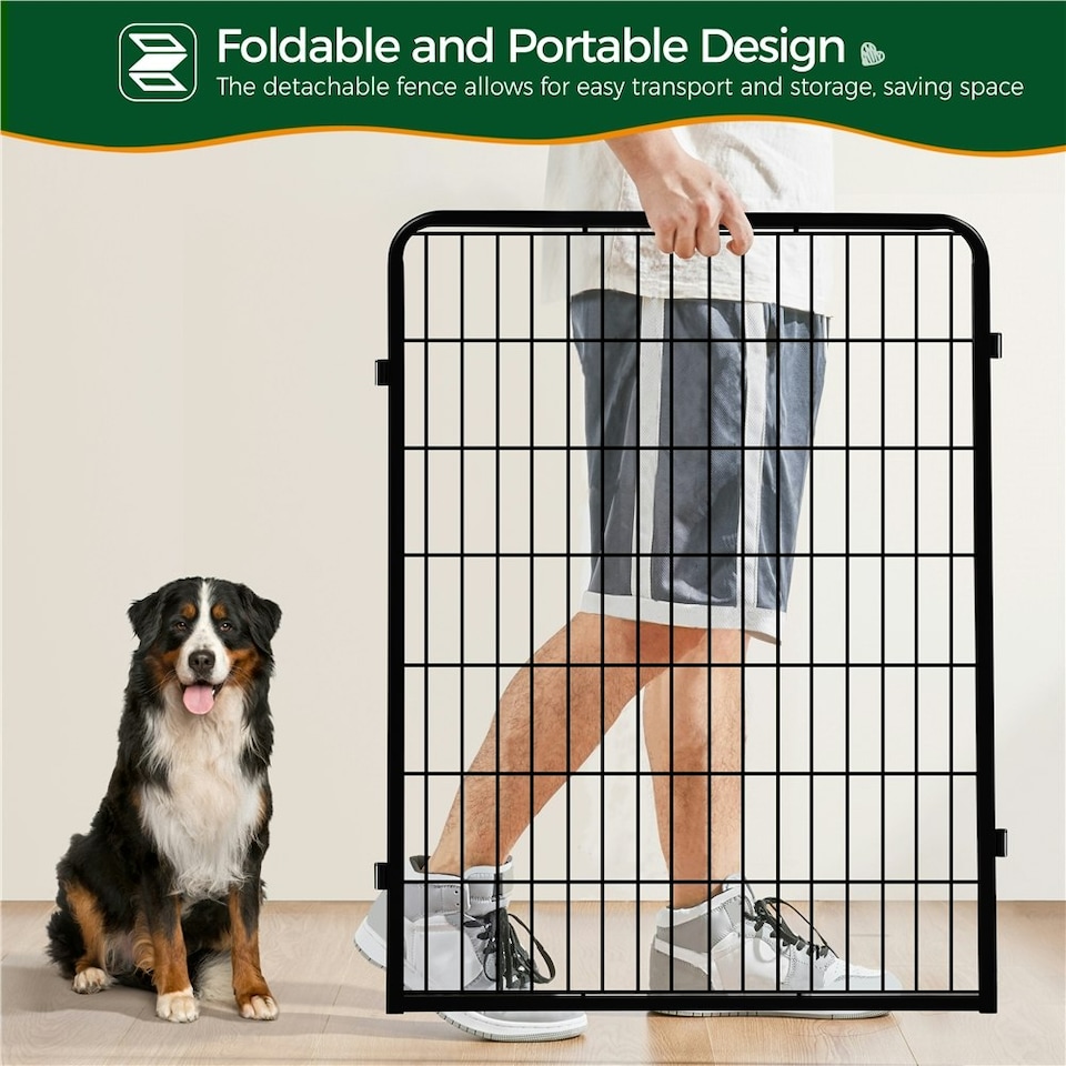 image 1 of Yaheetech 6 Metal Dog Playpen Panels, 68 × 100 cm Black