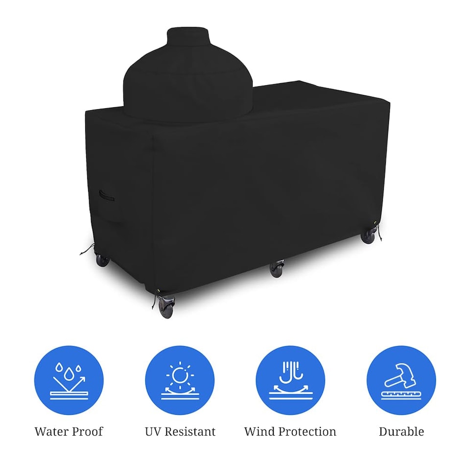image 1 of Covers&All Big Egg Grill Cover, 12 Oz Waterproof UV & Weather Resistant, PVC Coated Outdoor Cover, 60 in L x 36 in D x 50 in H, Black