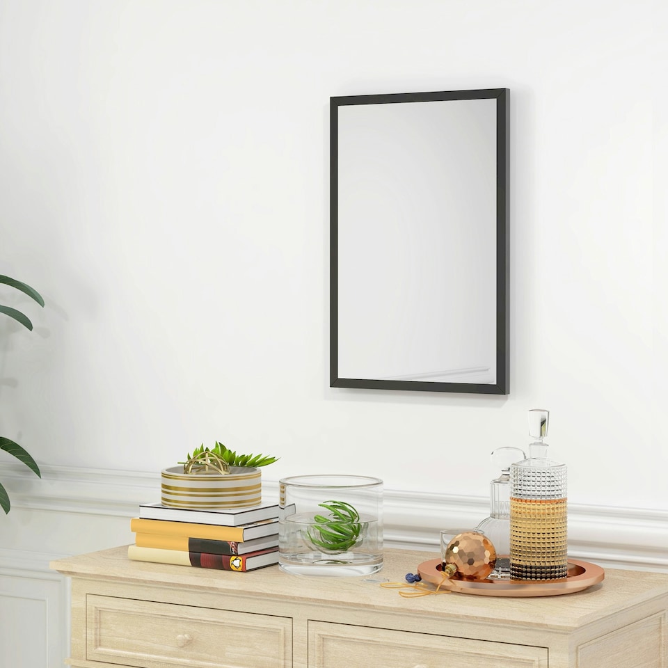 image 1 of HOMCOM 60x40cm Wall Bathroom Mirror for Home Decor, Vanity Mirror, Black