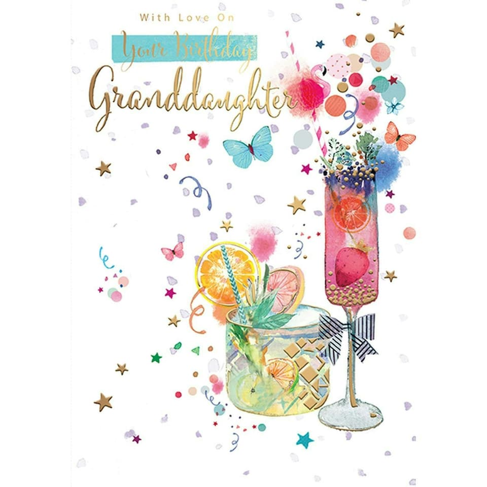 Words 'n' Wishes Traditional Granddaughter Birthday Card, Birthday Card Granddaughter, Multi-Coloured 22 x 15.8 cms