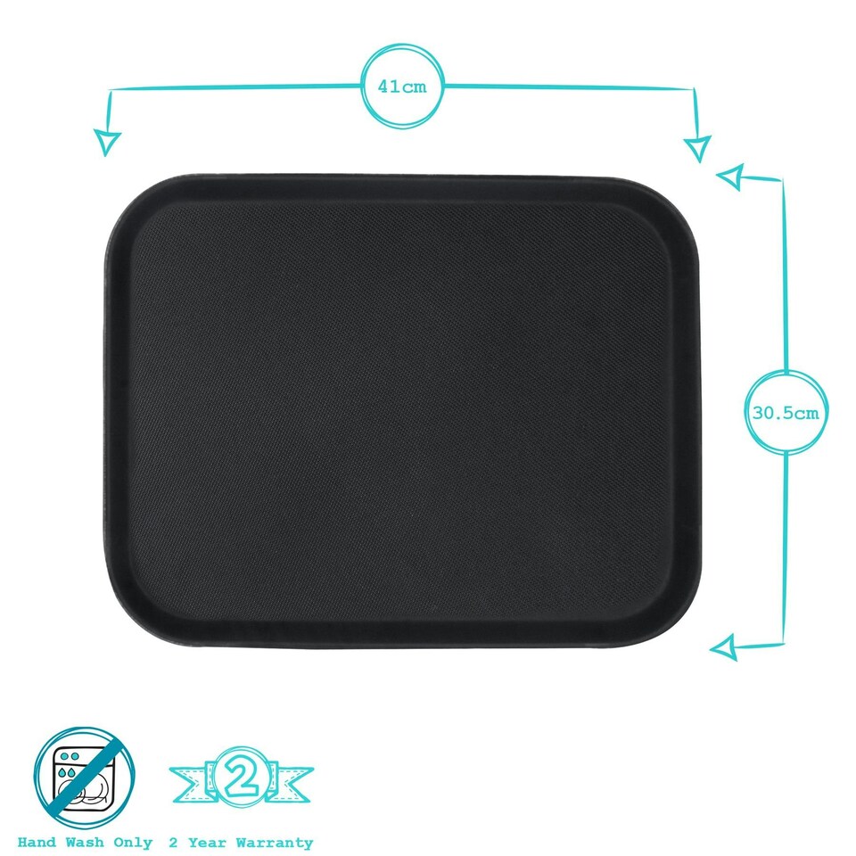 image 1 of Argon Tableware Rectangle Non-Slip Serving Tray - 41cm x 30.5cm - Black Black