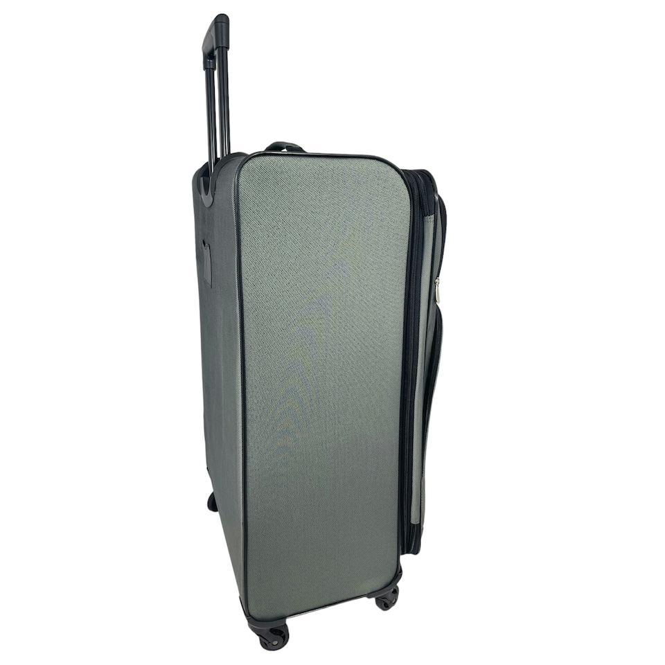 image 1 of 3Pcs Luggage Suitcase Set Soft Shell Trolley 4 Wheel Travel Cabin Carry On Bag Black | Medium