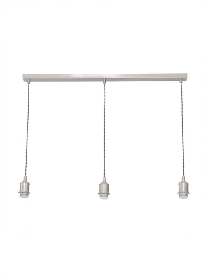 image 1 of ValueLights Shaw Diner Bar 3 Drop Brushed Chrome Adjustable Pendant Ceiling Light | Chrome