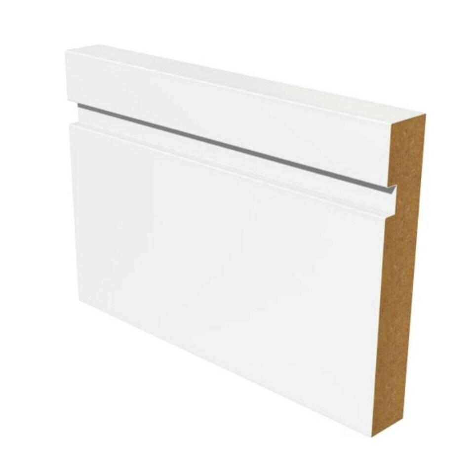 PACK OF 10 (Total 10 Units) - Grooved Square Edge White MDF Skirting - 18mm x 119mm - 4200mm Length