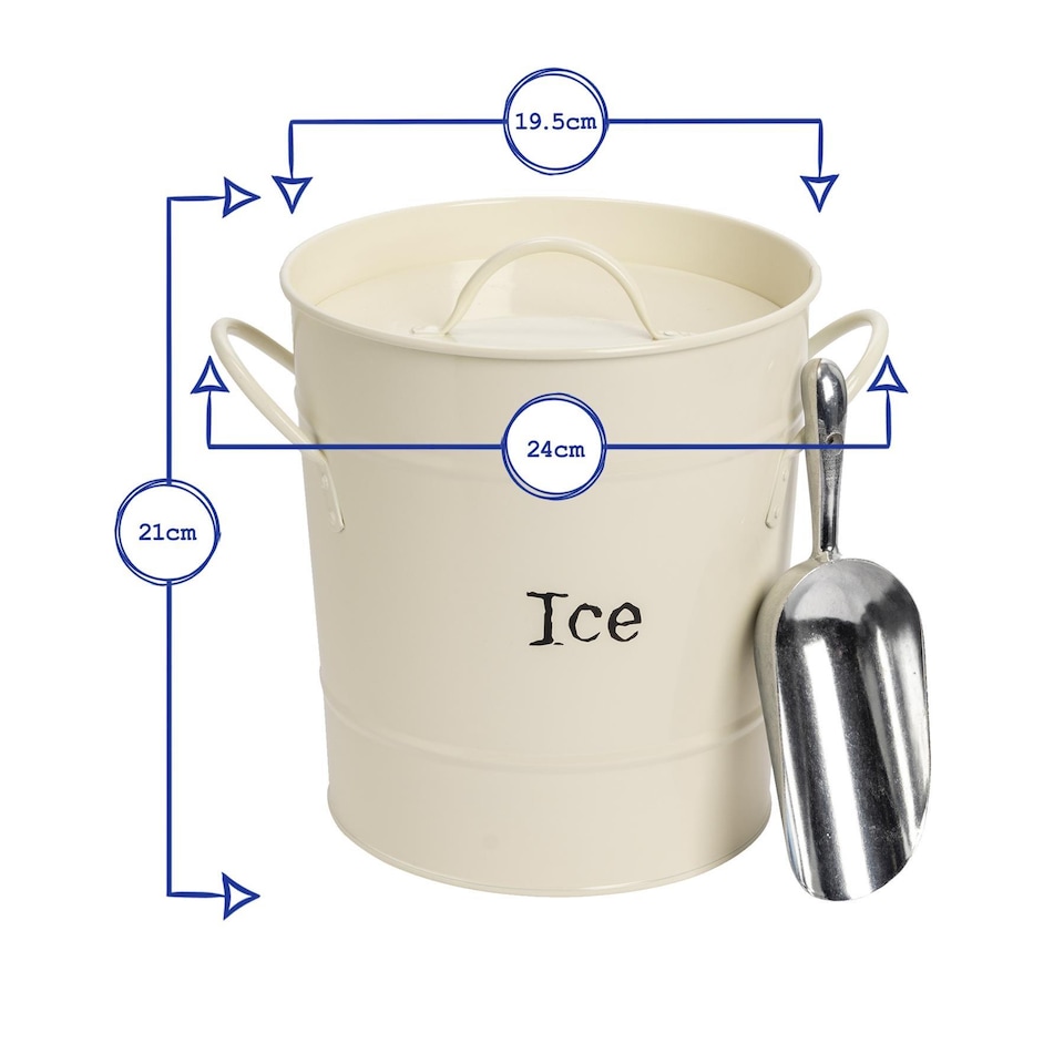 image 1 of Harbour Housewares Vintage Metal Ice Bucket with Scoop - Grey