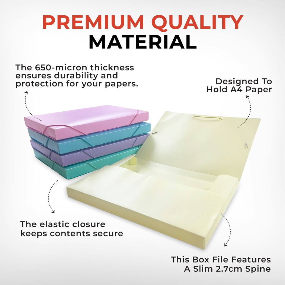 image 1 of Pastel Pink A4 Elastic Closure Box File