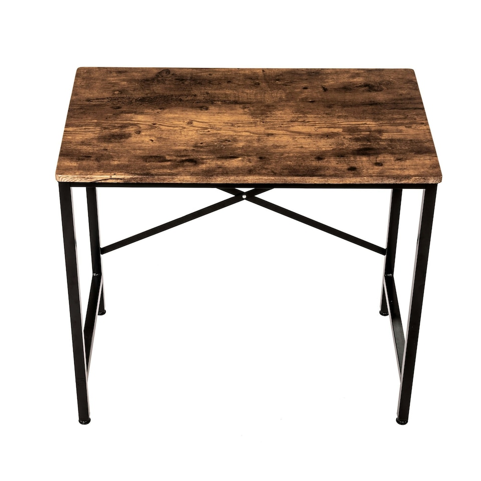 image 1 of Oypla 80cm Heavy Duty Industrial Writing Computer Desk Home Office Worktop Table Brown