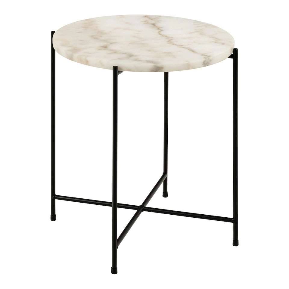 image 1 of Avila Side Table with White Marble Top 42x45cm