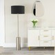 image 1 of ValueLights Lexy Black Fabric Drum Shade with Brushed Chrome Dimmable Floor Lamp with LED Bulb Black