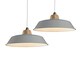 image 1 of Set of 2 Jakob - Grey Metal and Wood Easy Fit Pendant Shades Grey | Brown