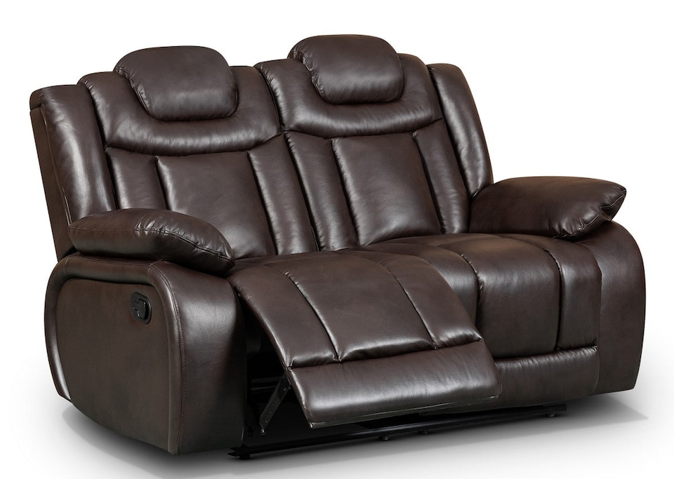 image 1 of Faux Leather Brown 2 Seater Manual Recliner Sofa TOLEDO