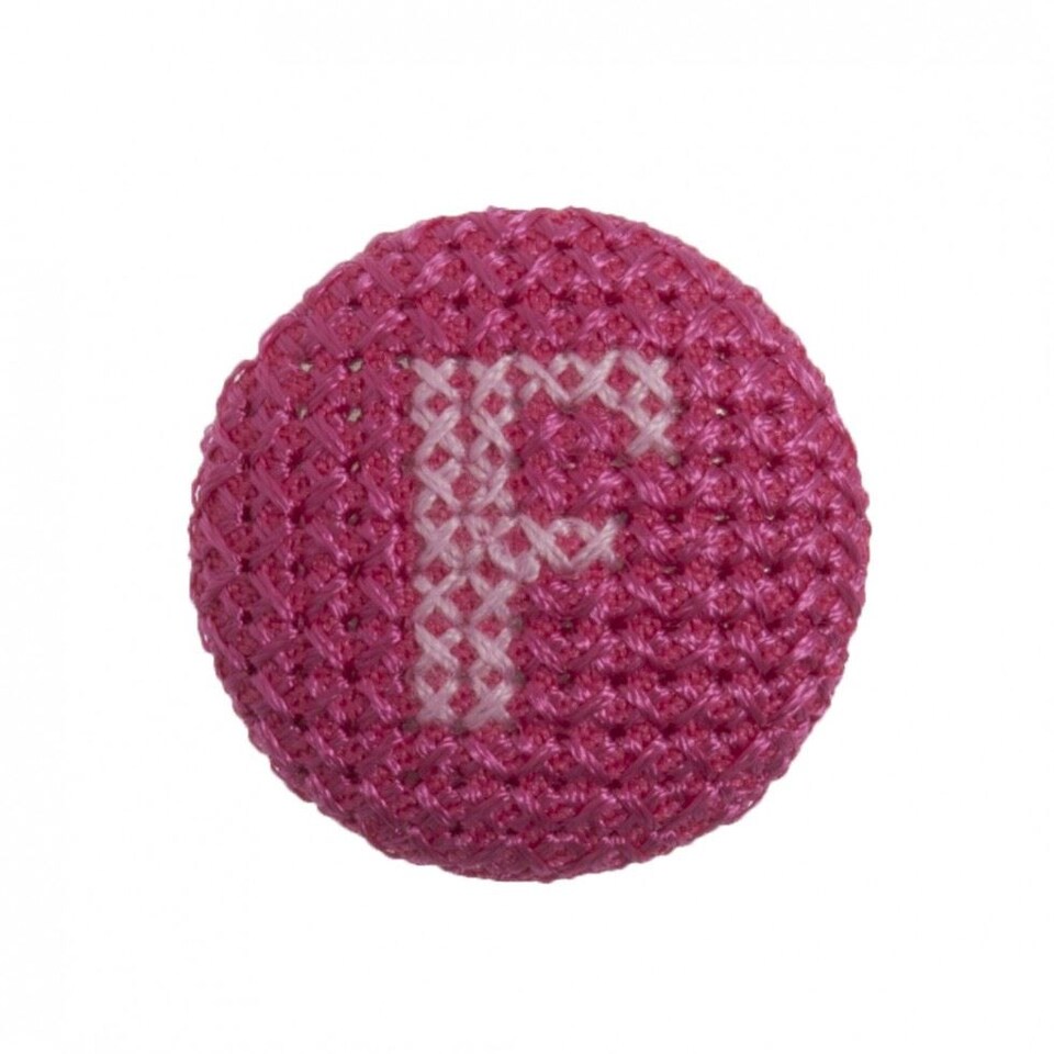Trimits Pink on Fuchsia Letter F 25mm Cross Stitch Alphabet Buttons for Dressmaking - each