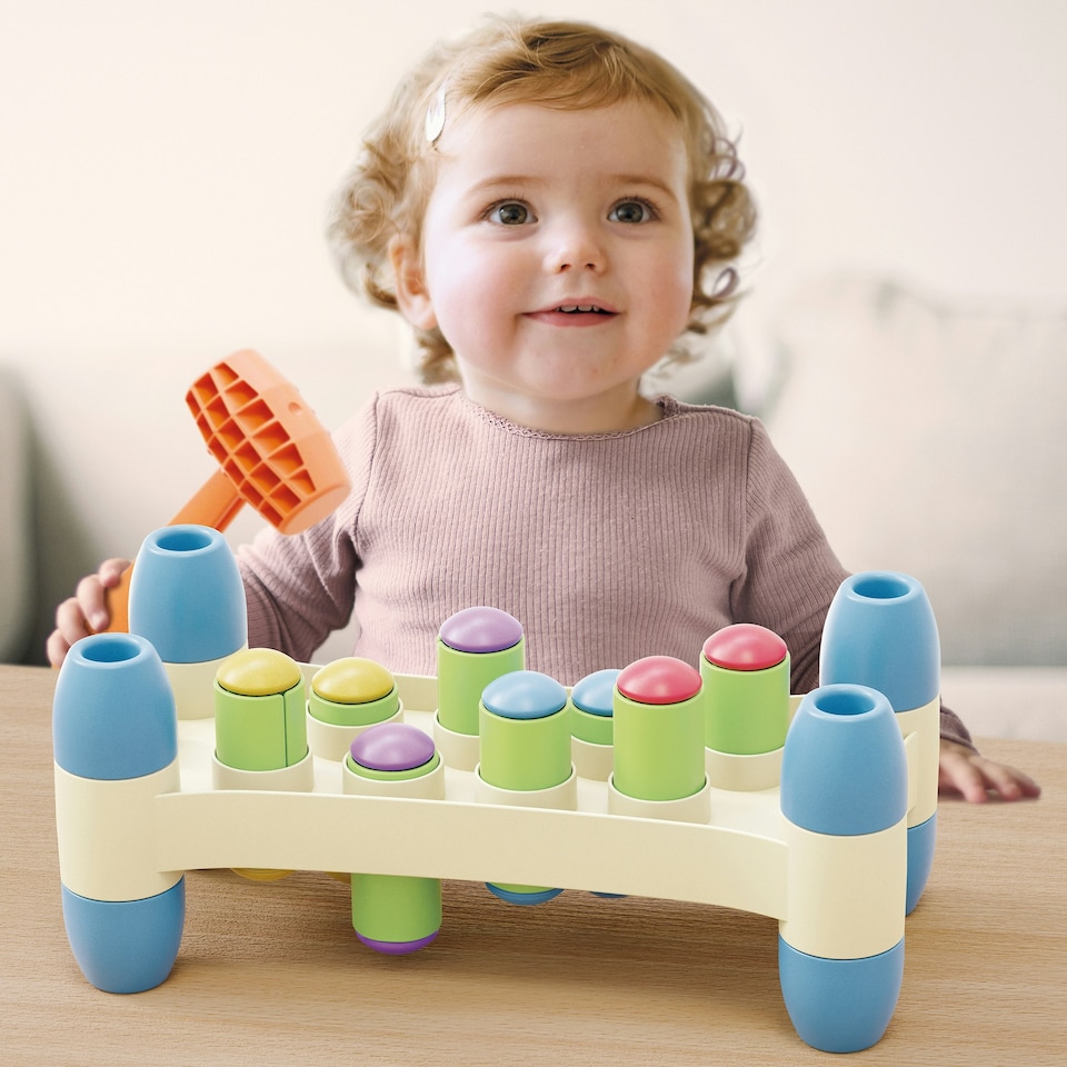 image 1 of Quercetti Play EcoPlus Hammer Peggy 34 Pieces