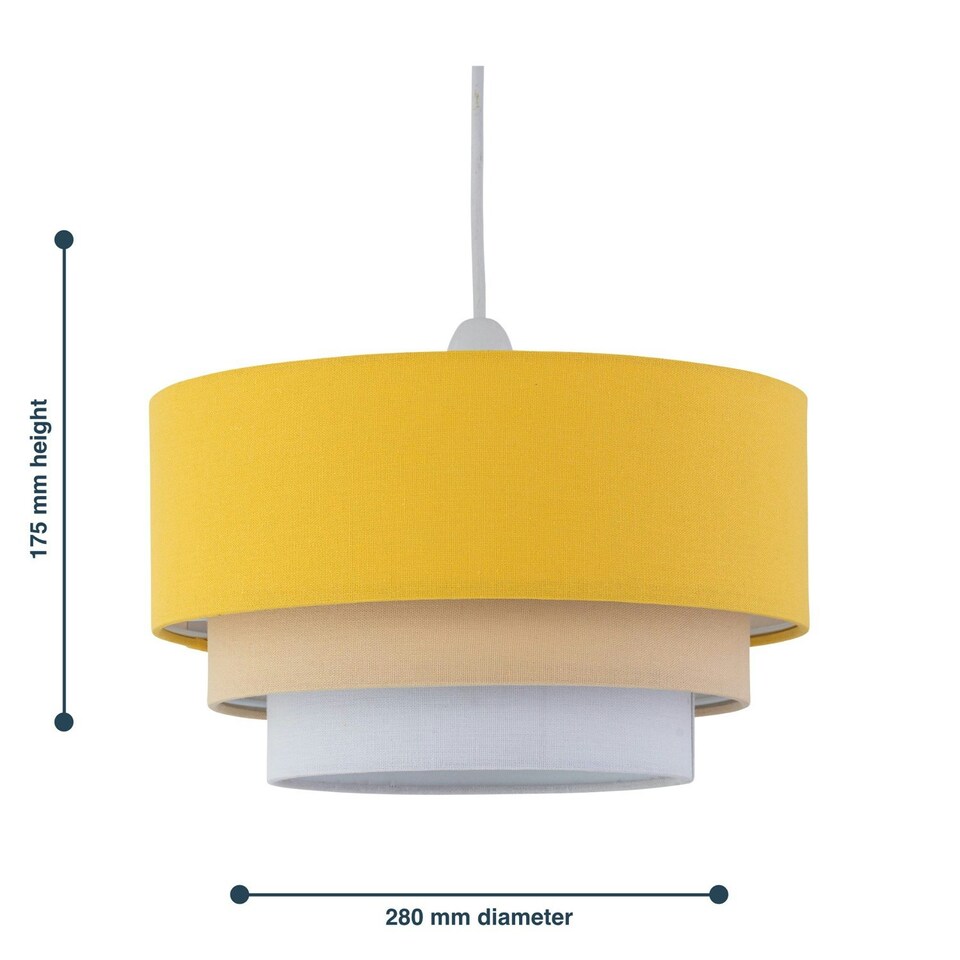 image 1 of First Choice Lighting Set of 2 Gabi Ochre Ombre Linen 3 Tier Ceiling Light Shades Yellow