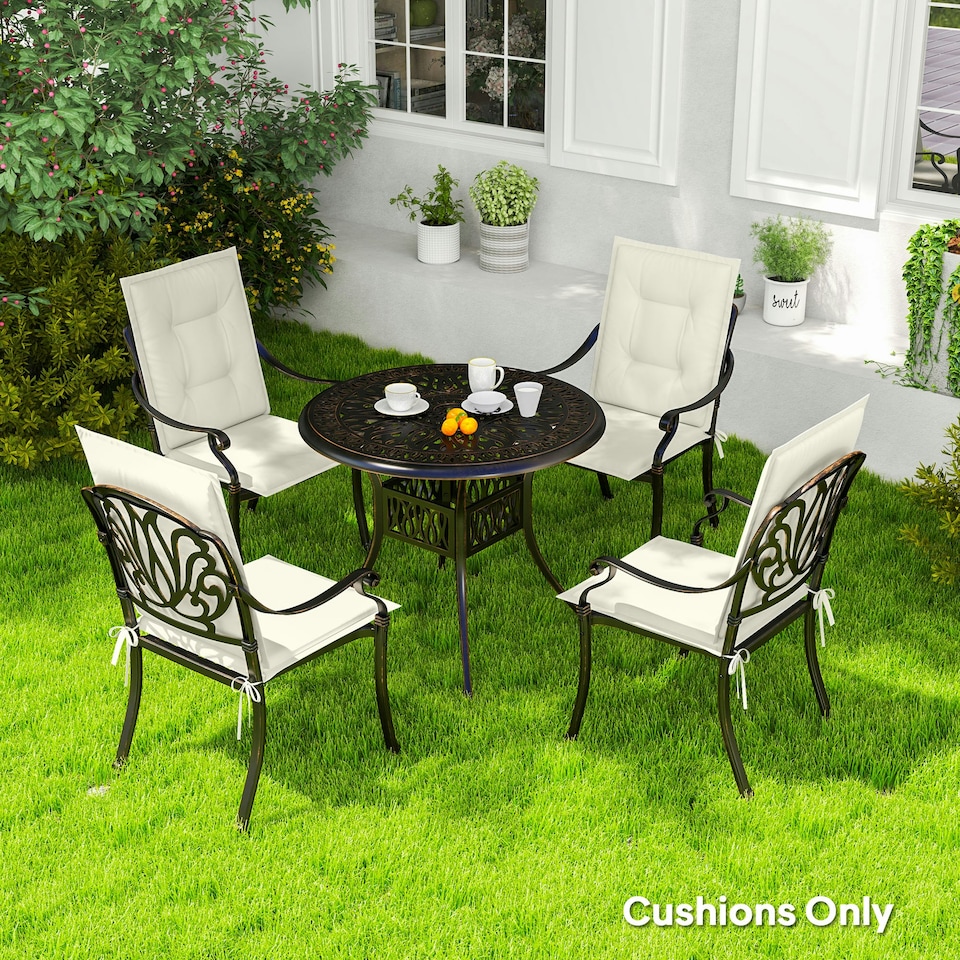 image 1 of Outsunny Set of 4 Garden Chair Cushions, Outdoor Seat Pads, White