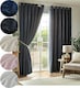 image 3 of Chenille Blackout Ring Top Eyelet Curtains - 229cm x 229cm - Charcoal