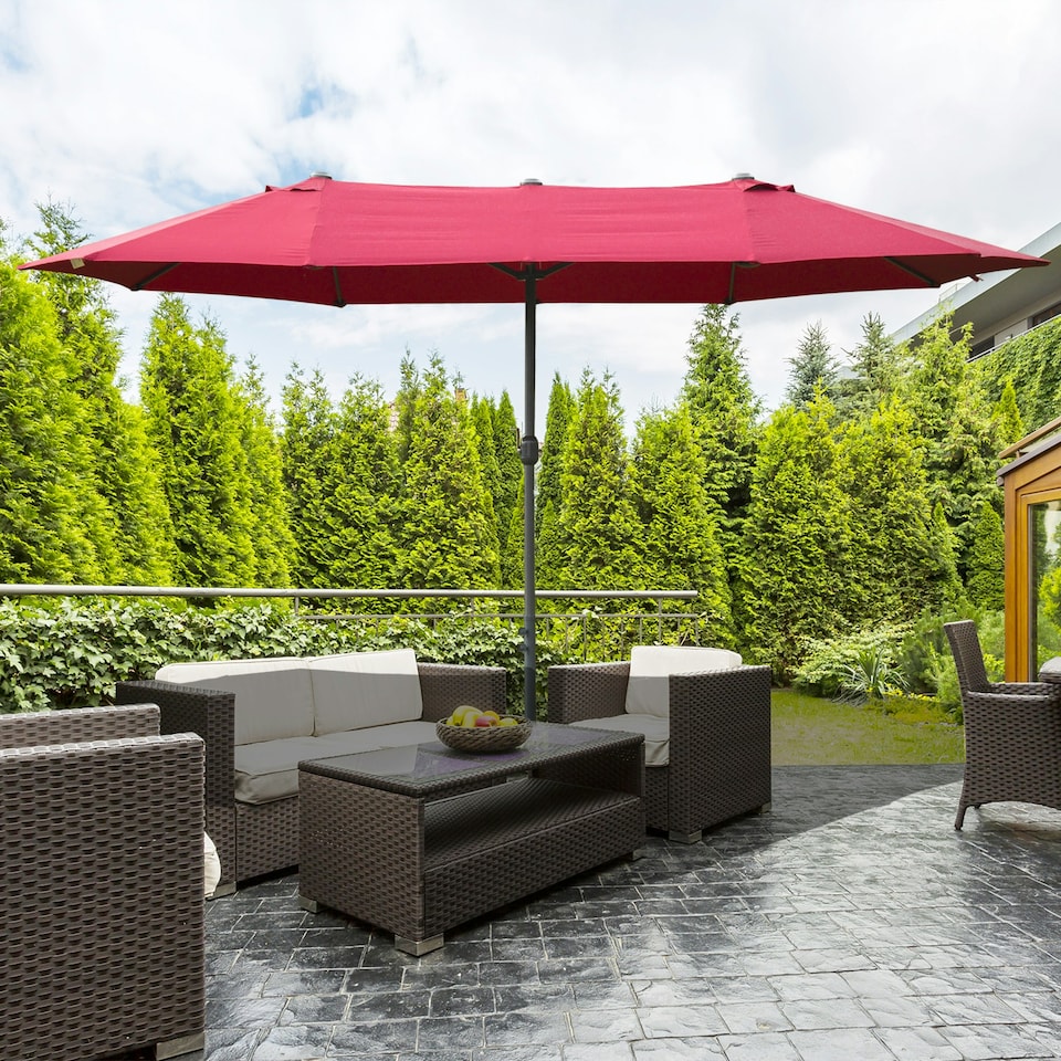 image 1 of Outsunny 4.6M Garden Patio Umbrella Canopy Parasol Sun Shade w/ Base Off White