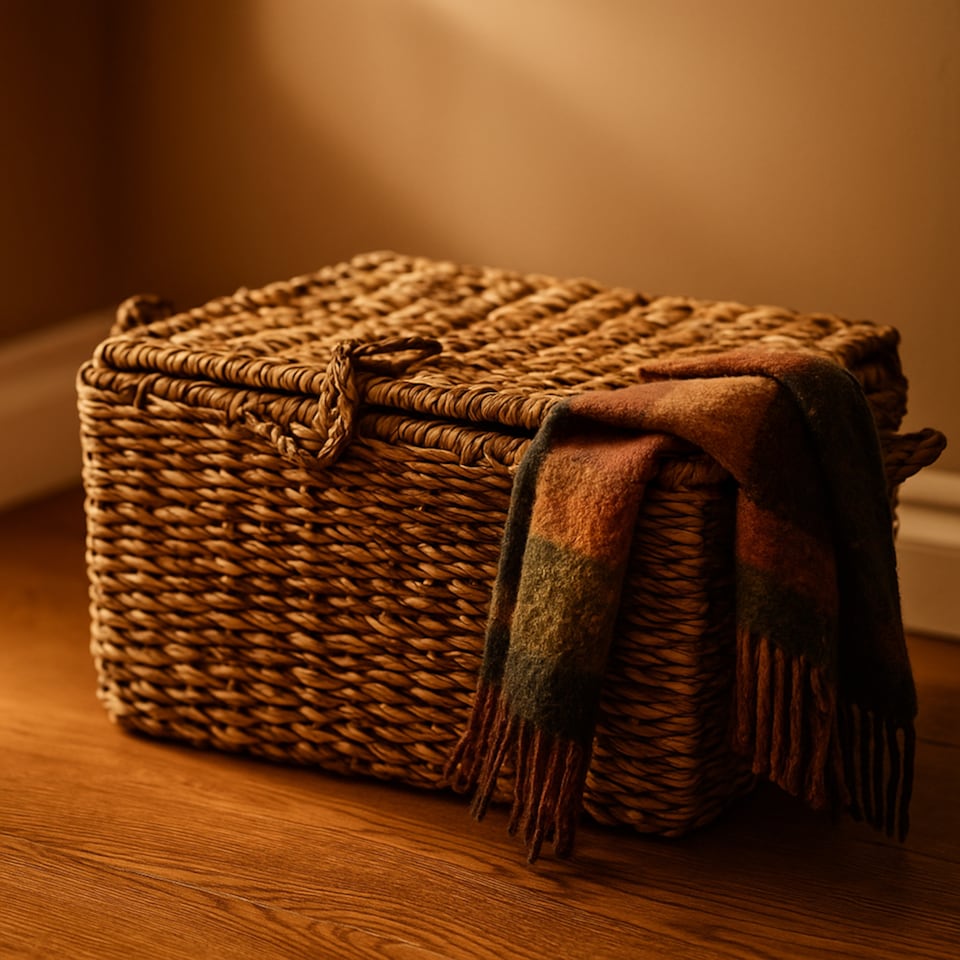 image 1 of JSH Rectangular Storage Baskets Set of 3 in Natural Woven Seagrass Wicker Home Organiser Box for Kids Toys Blankets Towels Playroom Nursery Bedroom