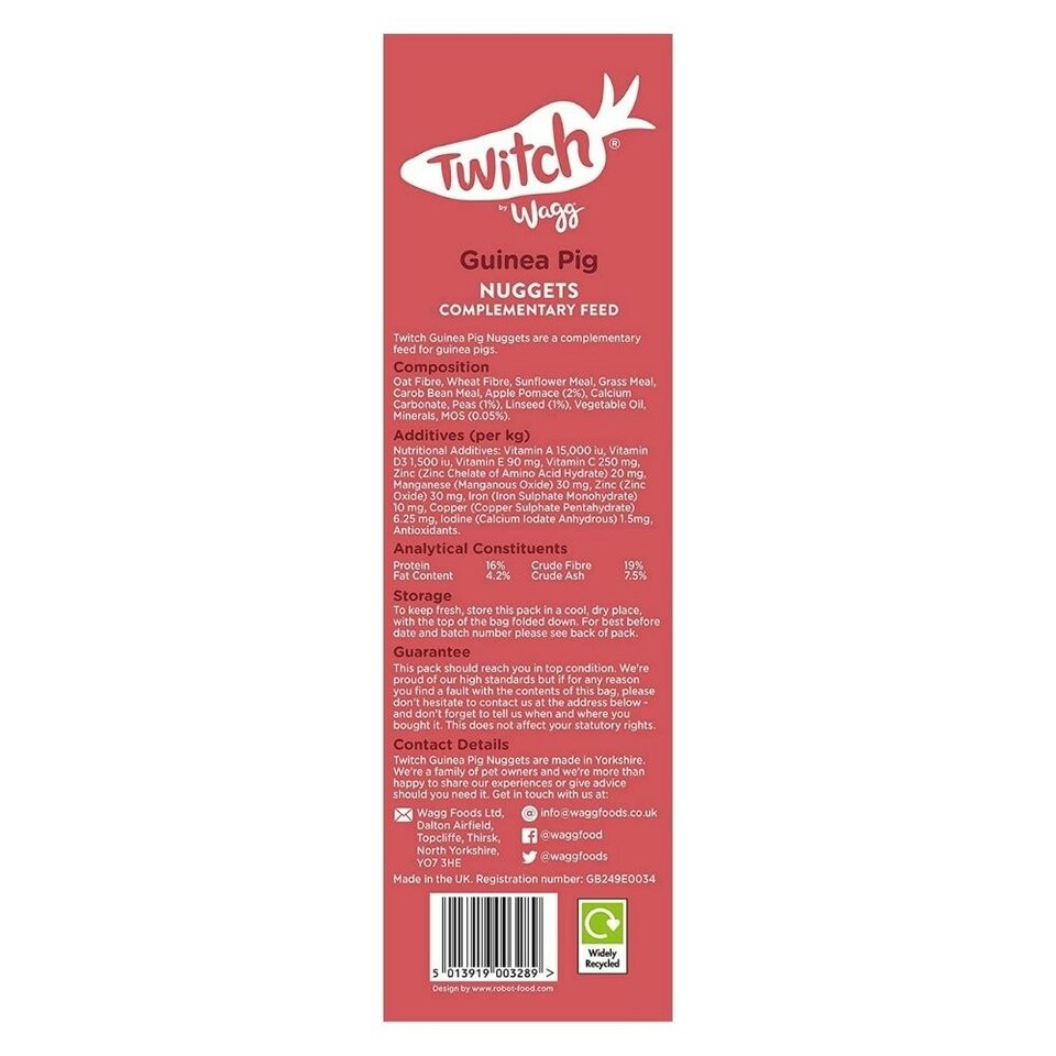 image 1 of Twitch by Wagg Guinea Pig Nuggets Food 2kg