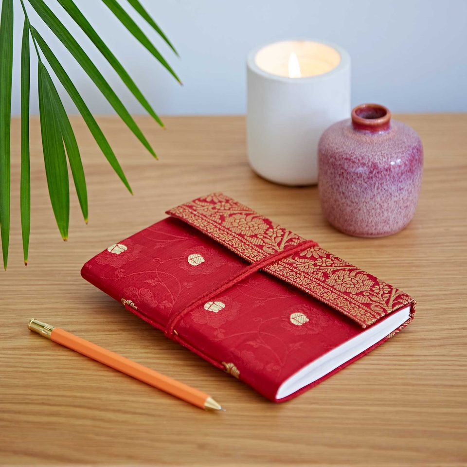 image 1 of Medium Sari Fabric Notebook