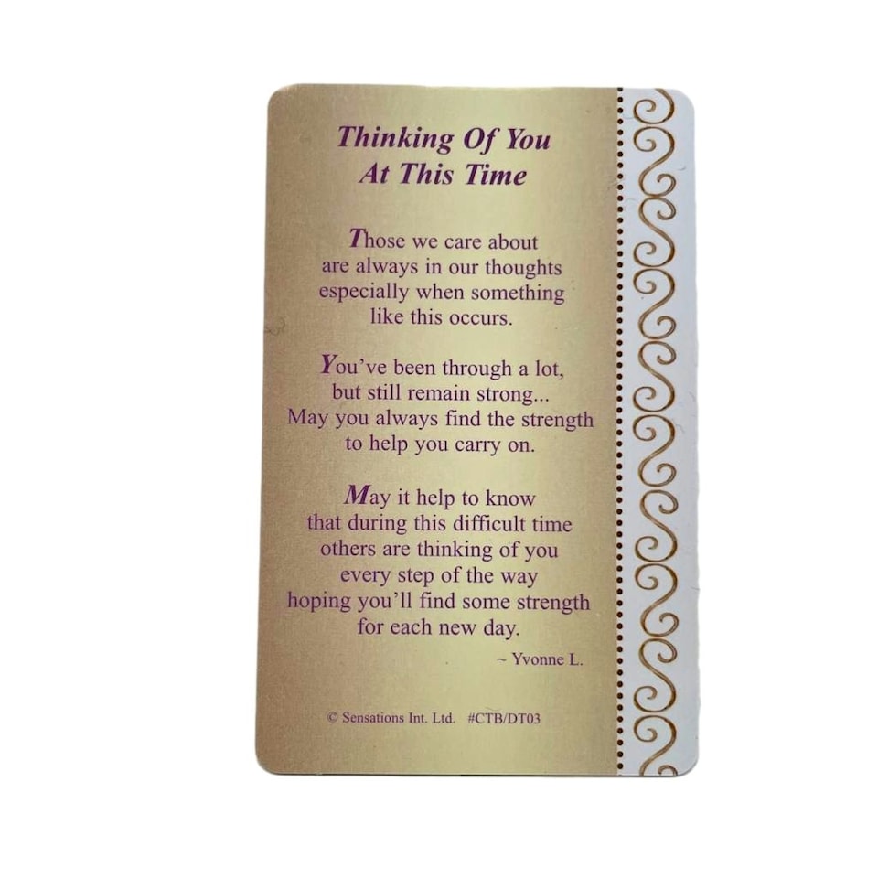 image 1 of Thinking Of You At This Time Sentimental Keepsake Wallet / Purse Greeting Card