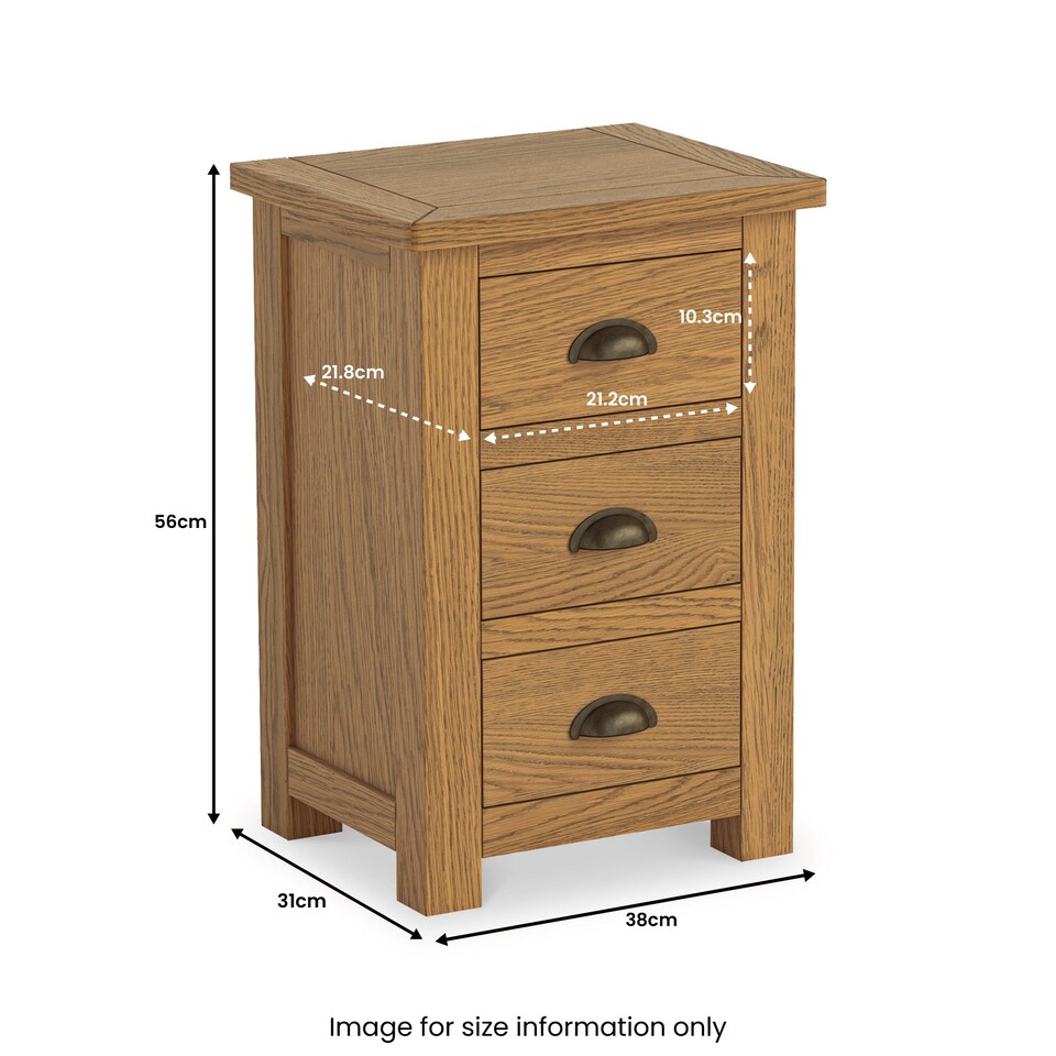 image 1 of Duchy Waxed Oak 3 Drawer Bedside Table - Fully Assembled By Roseland Furniture