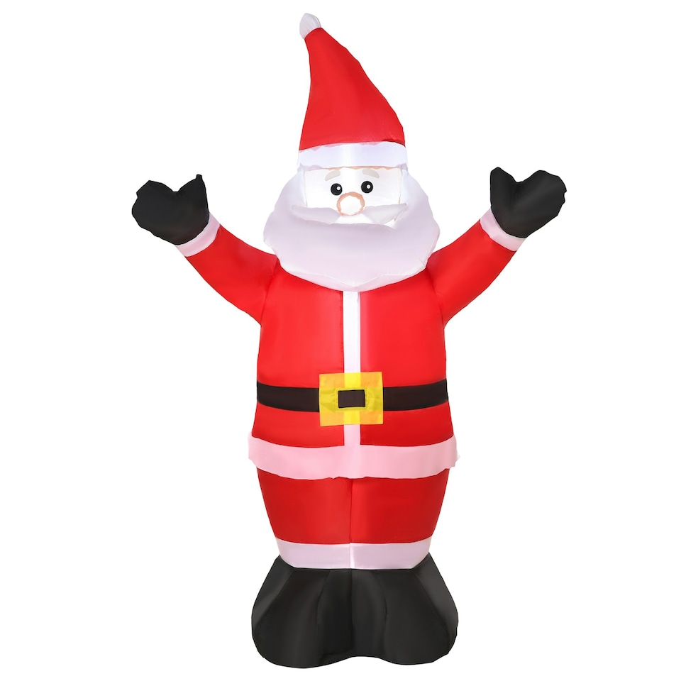 image 1 of HOMCOM Inflatable 4ft Tall Santa Claus Xmas Decoration Airblown Welcoming Light