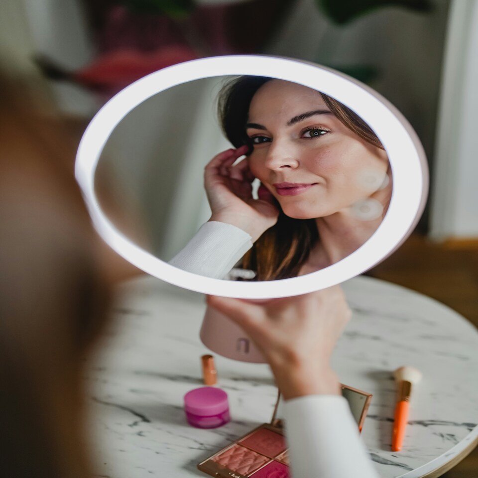 image 1 of Beautifly Smart Moon BT Speaker Digital Makeup Mirror Silver