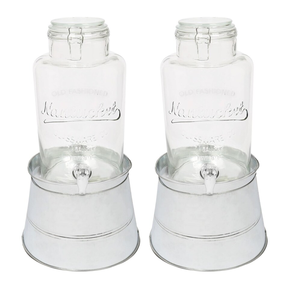 image 1 of Rink Drink Glass Drinks Dispensers with Tap & Silver Bucket Stand - 6.5L - Pack of 2