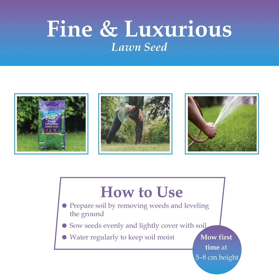 image 1 of Westland Gro-Sure Fine & Luxurious Lawn Seed 100 square Metre Bag Fine Bladed Grass Seed for Thick Soft Green Lawn New or Patch Repair