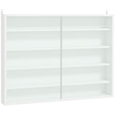 HOMCOM 5-Tier Wall Display Shelf Unit Cabinet w/ Shelves Glass Doors Black/White